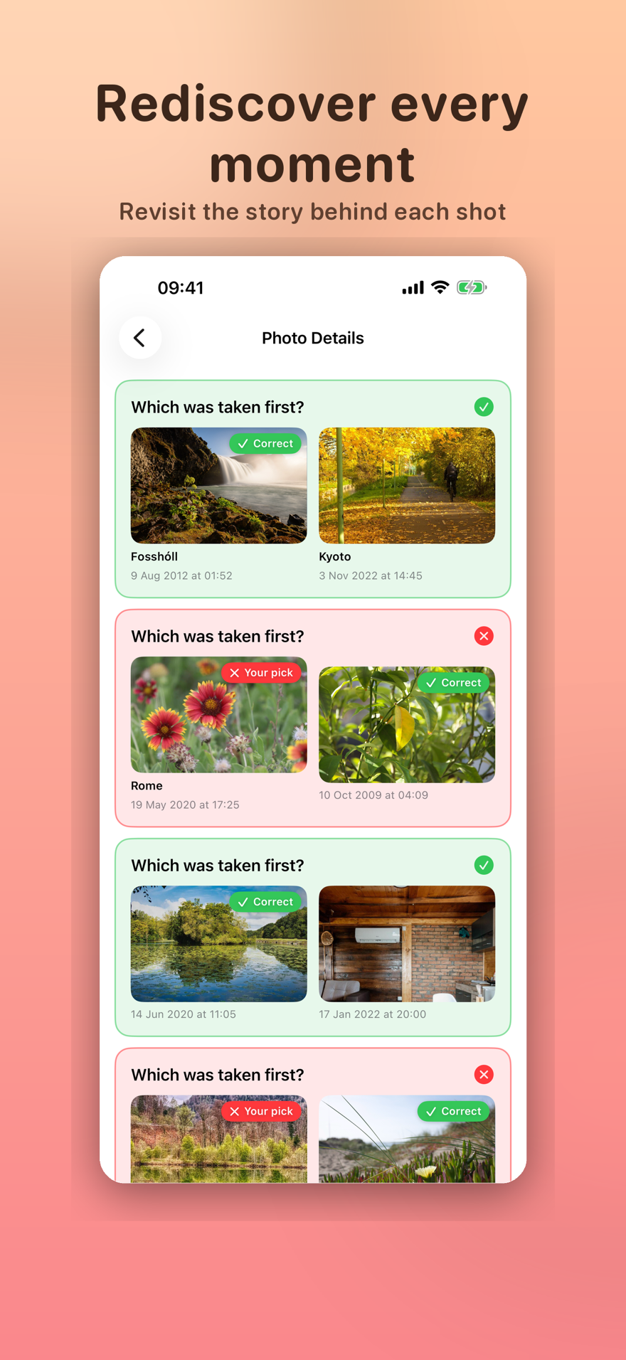 Photo details screen